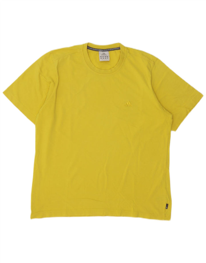 Adidas Mens T-Shirt Top Large Yellow Cotton