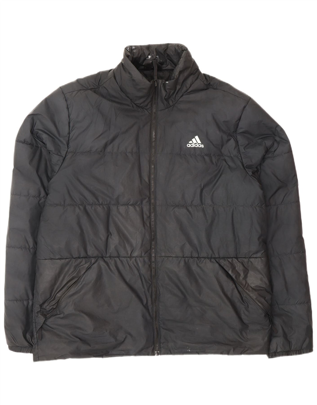 ADIDAS Mens Padded Jacket UK 40 Large Black Polyester