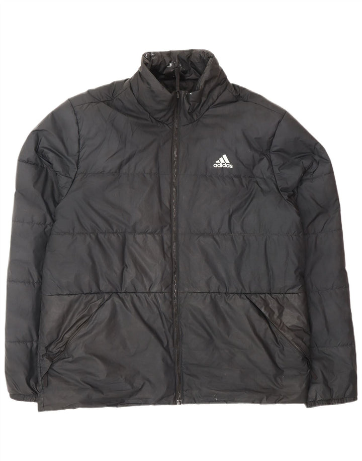 ADIDAS Mens Padded Jacket UK 40 Large Black Polyester