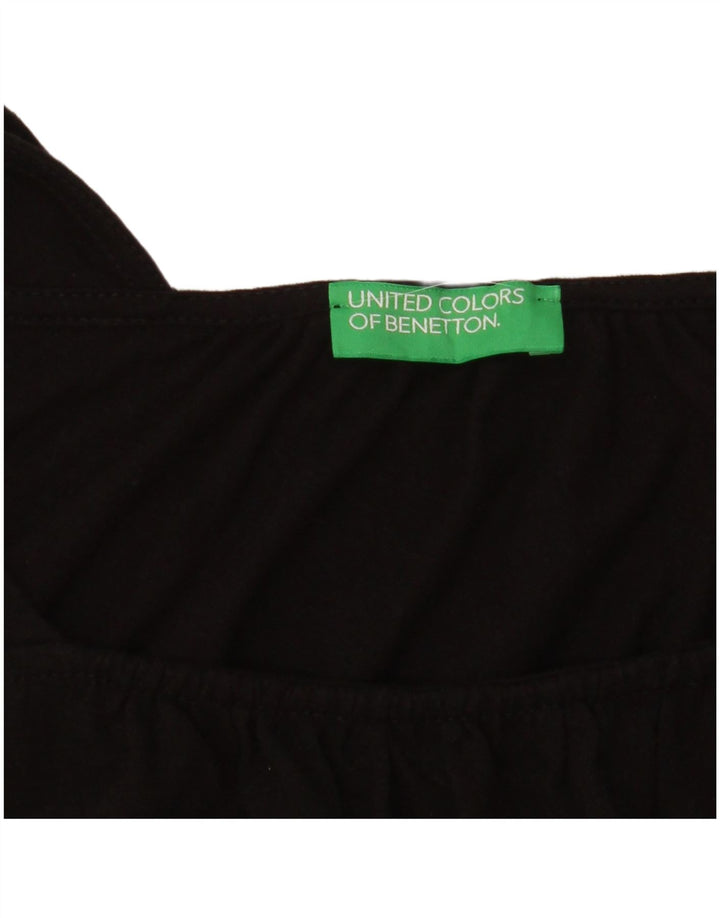 BENETTON Womens Crop Crop Top UK 14 Medium Black