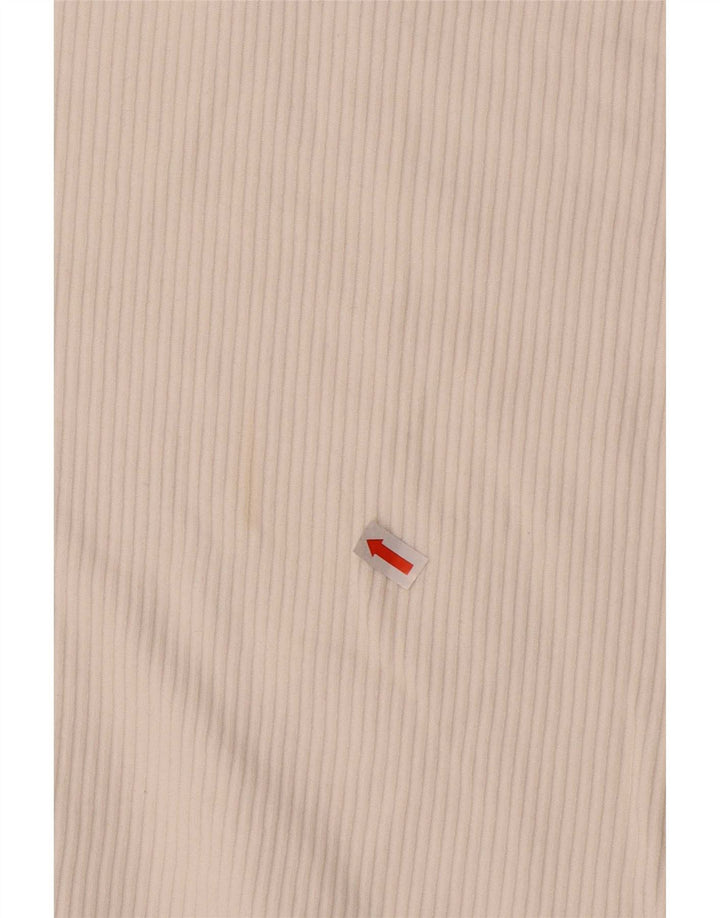 Zara Mens Polo Shirt Medium White Striped Cotton