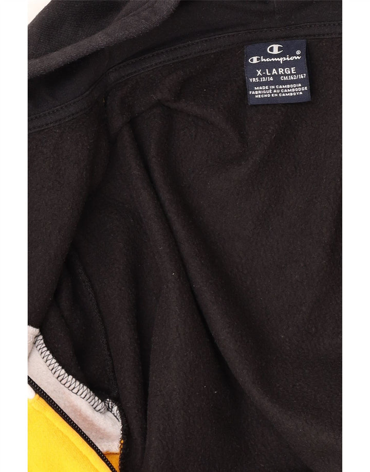 CHAMPION Boys Zip Hoodie Sweater 13-14 Years XL Navy Blue Colourblock