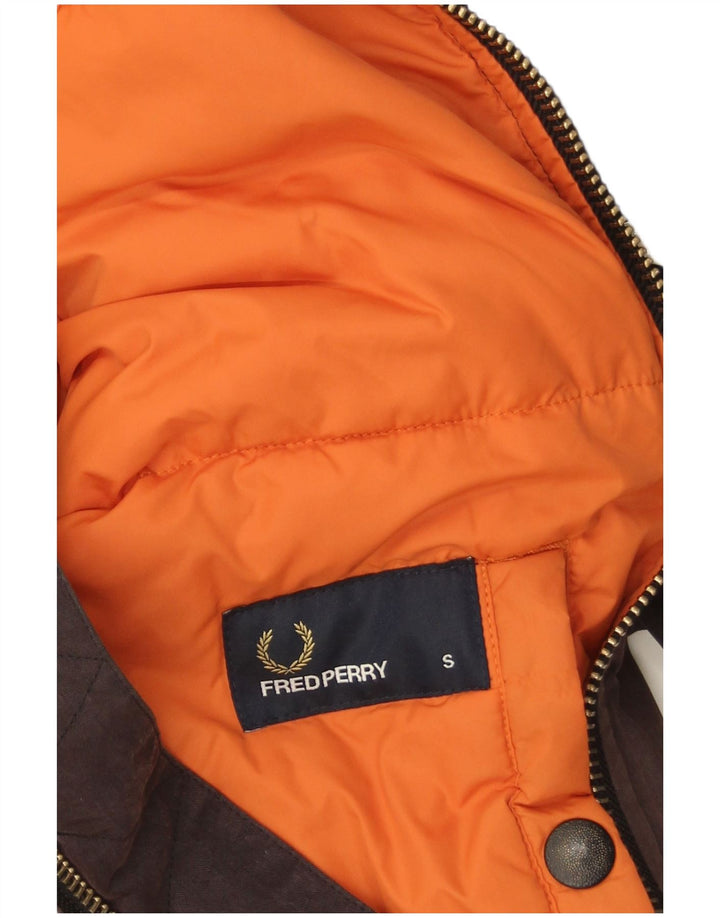 Fred Perry Mens Bomber Jacket UK 36 Small Brown Cotton