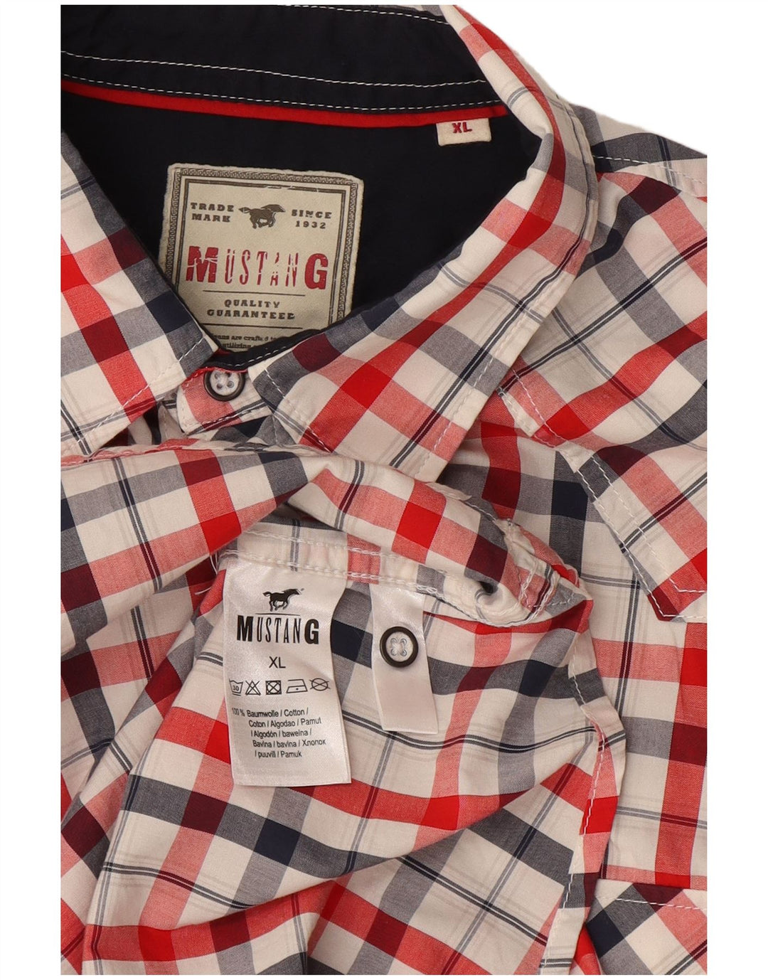 Mustang Mens Short Sleeve Shirt XL Multicoloured Check Cotton