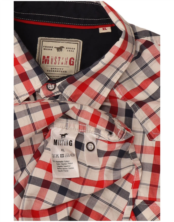 Mustang Mens Short Sleeve Shirt XL Multicoloured Check Cotton