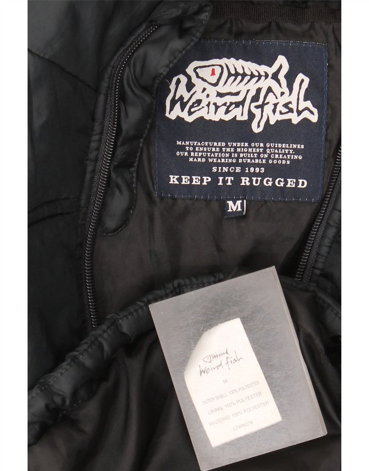 Weird Fish Mens Hooded Padded Jacket UK 38 Medium Black Polyester