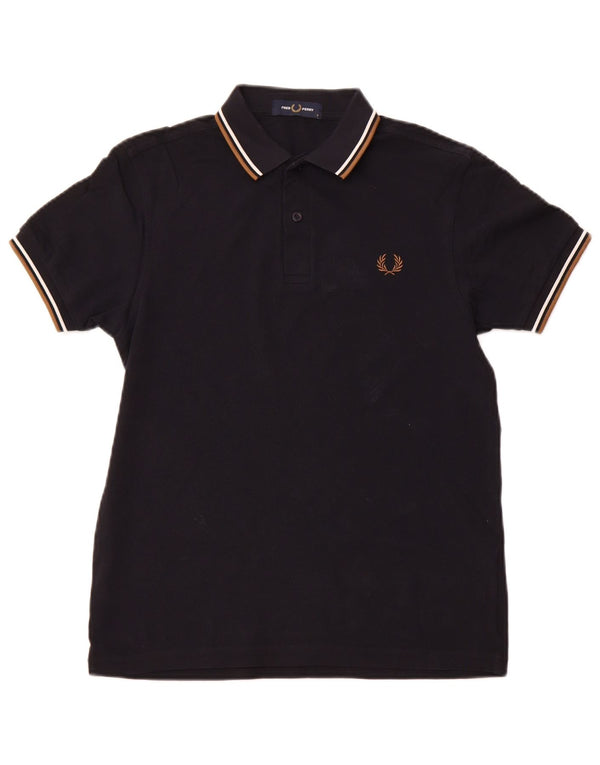 FRED PERRY Mens Polo Shirt Small Navy Blue Cotton