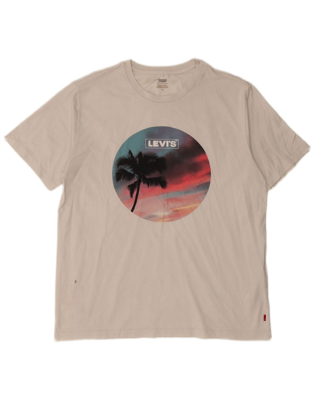 LEVI'S Mens Graphic T-Shirt Top Large Off White Cotton