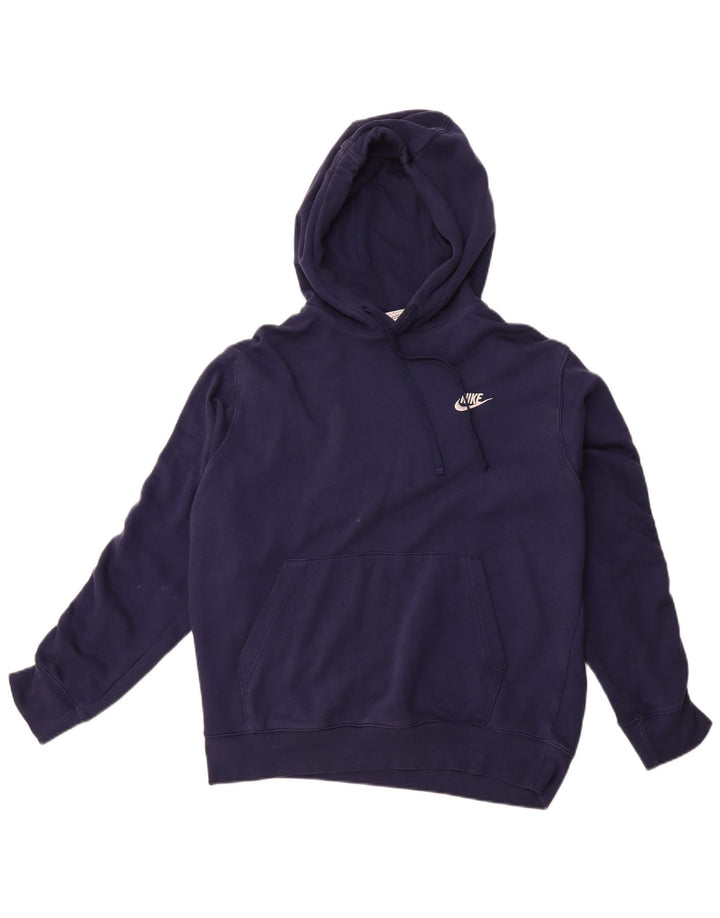 Nike Mens Graphic Hoodie Jumper Large Navy Blue Cotton