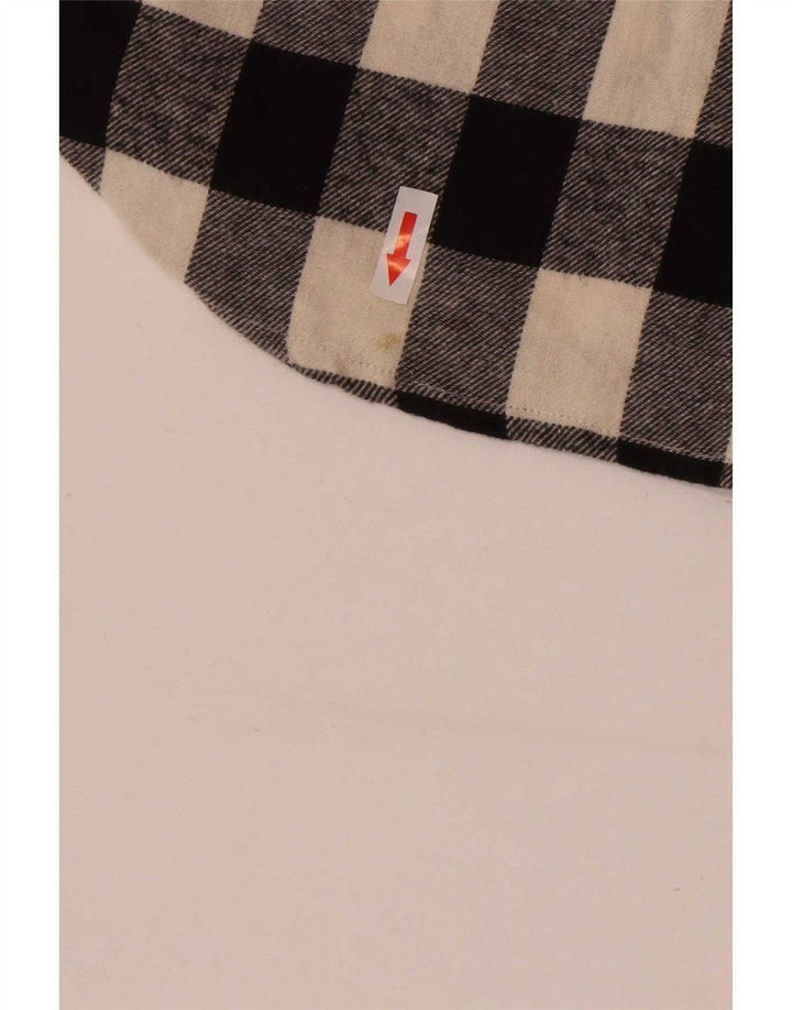 French Connection Mens Flannel Shirt Medium Black Check Cotton