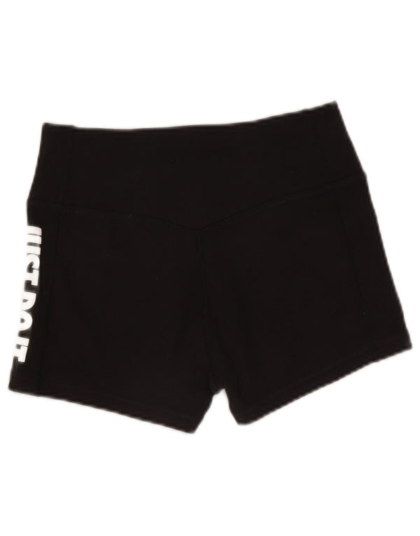 Nike Womens Dri Fit Graphic Sport Shorts UK 10 Small  Black Cotton