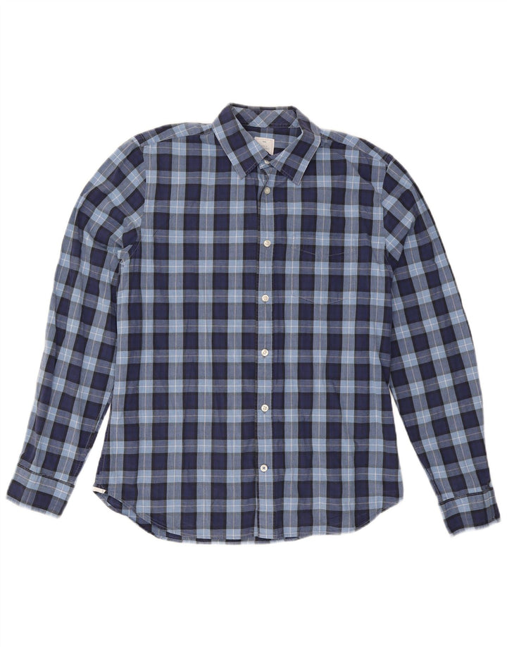 GAP Mens Shirt Medium Navy Blue Check Cotton