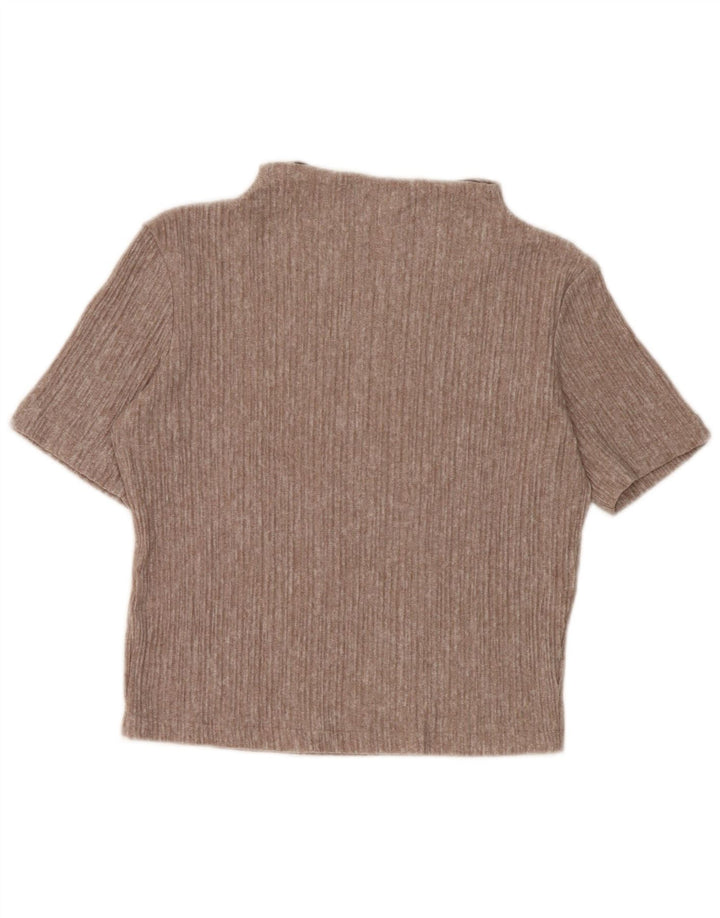Zara Womens Crop Blouse Top UK 10 Small Brown