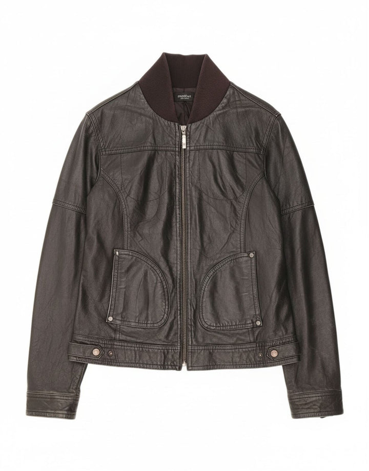 MOTIVI Womens Leather Jacket UK 14 Medium Black