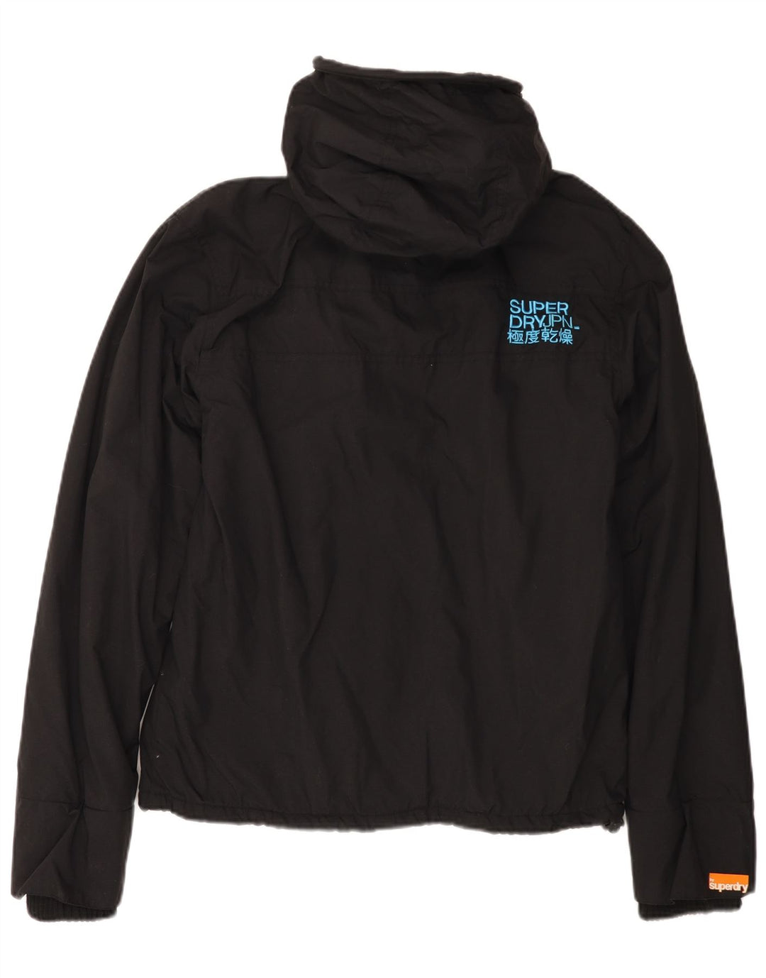 SUPERDRY Womens Hooded Windbreaker Jacket UK 16 Large Black Nylon