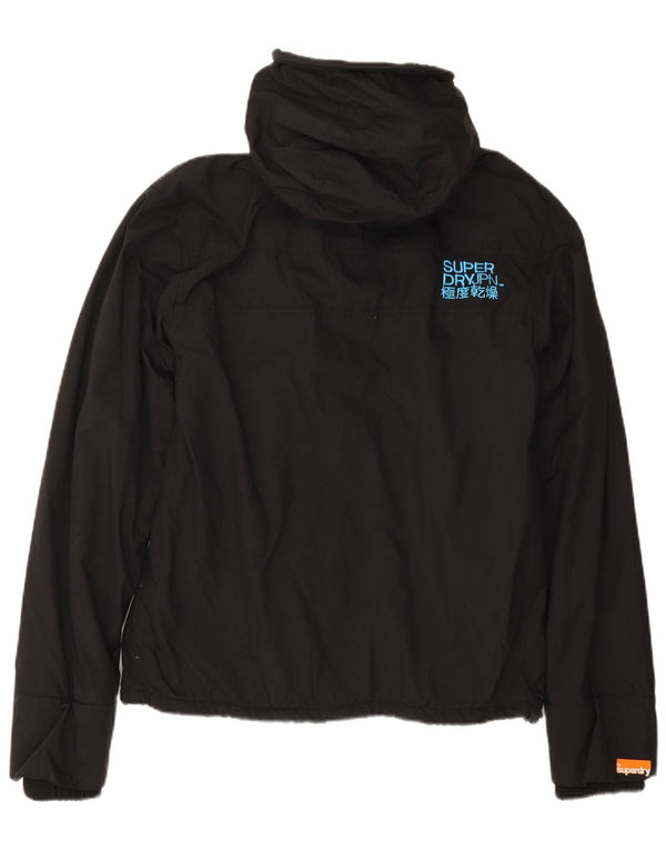SUPERDRY Womens Hooded Windbreaker Jacket UK 16 Large Black Nylon