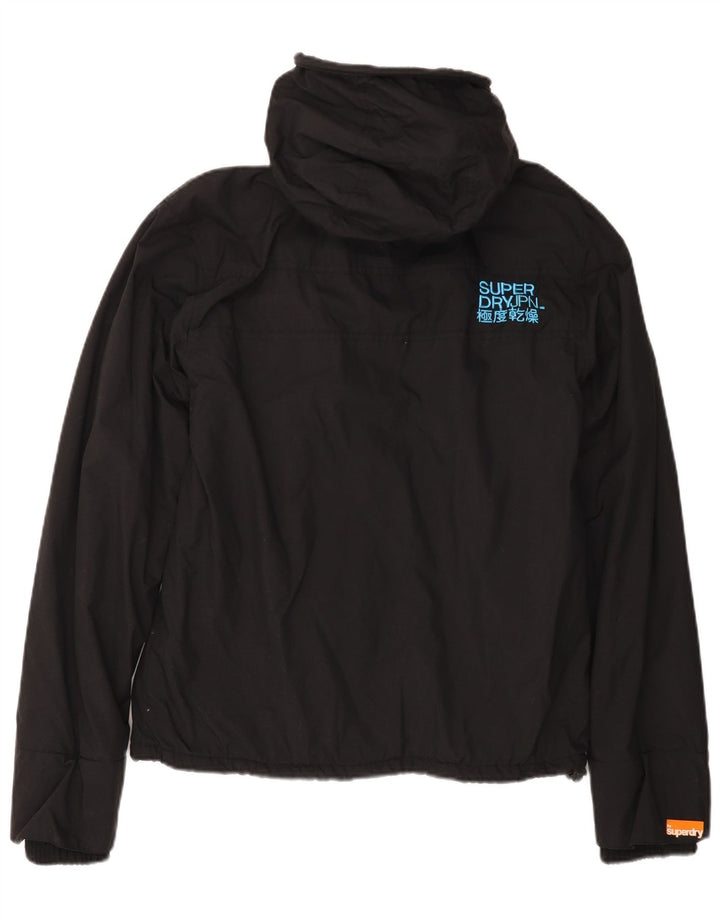 SUPERDRY Womens Hooded Windbreaker Jacket UK 16 Large Black Nylon
