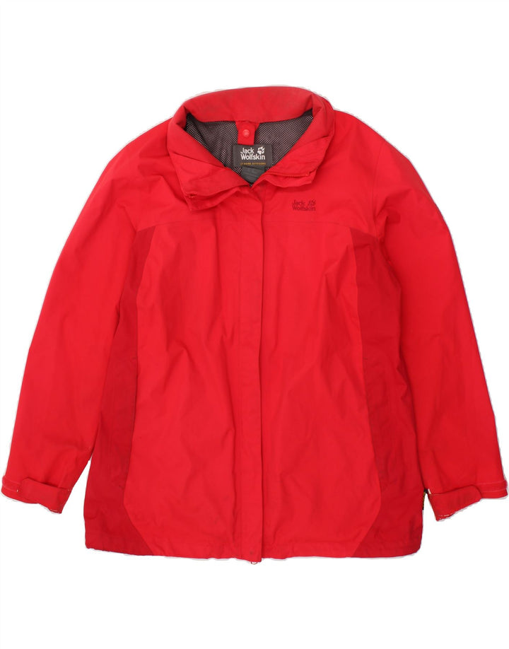 JACK WOLFSKIN Womens Rain Jacket UK 18 XL Red Colourblock Polyester Vintage Jack Wolfskin and Second-Hand Jack Wolfskin from Messina Hembry 