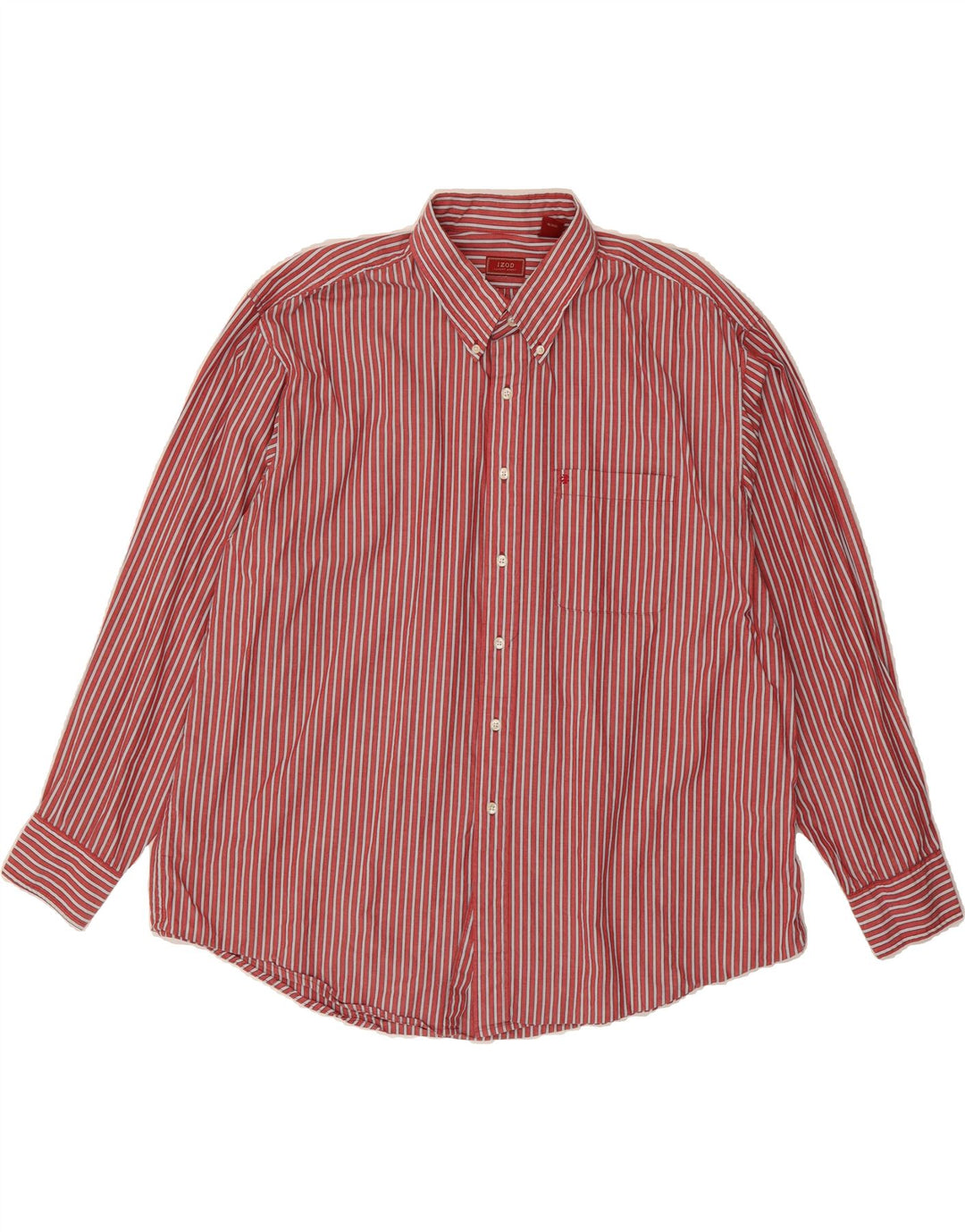 IZOD Mens Shirt 2XL Red Striped Cotton Vintage Izod and Second-Hand Izod from Messina Hembry 