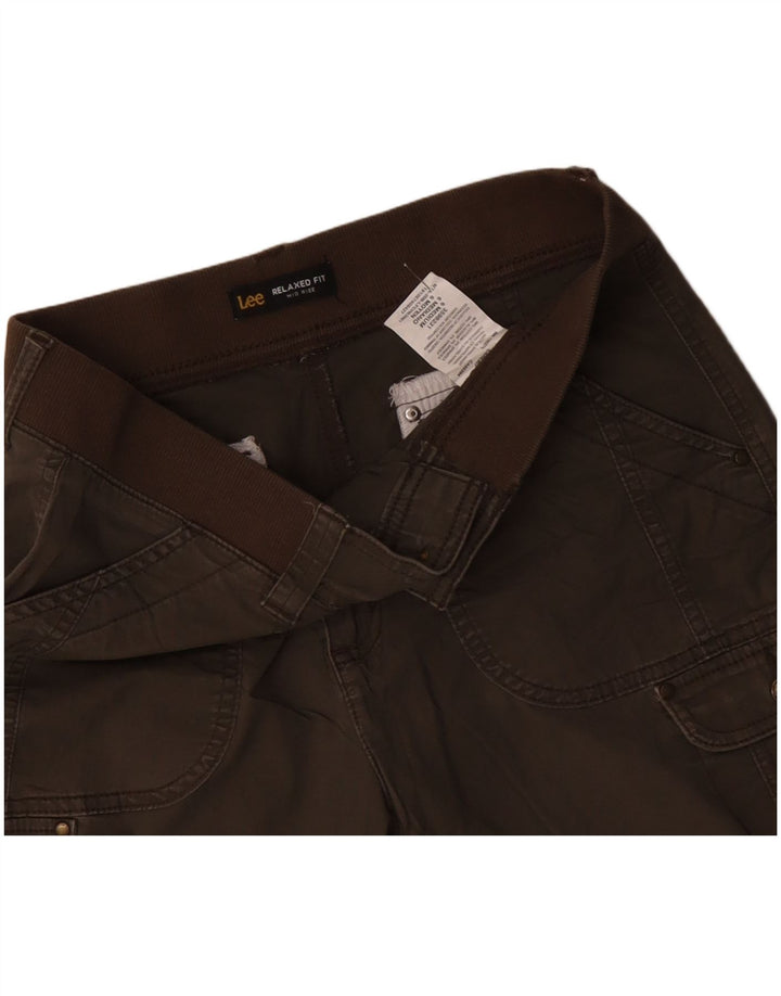 LEE Womens Mid Rise Relaxed Fit Cargo Shorts US 6 Medium W30 Khaki Cotton