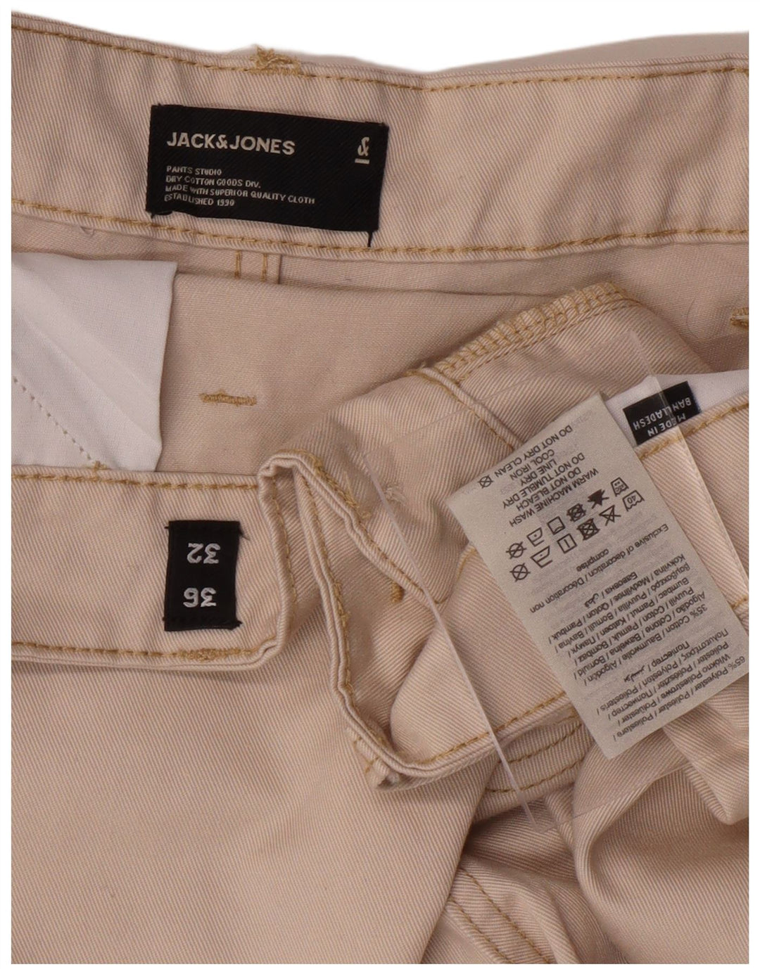 JACK & JONES Mens Cargo Cropped Trousers W36 L23  Beige Polyester