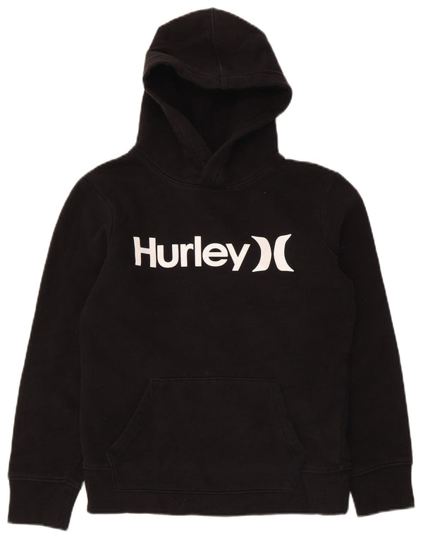 Hurley Boys Graphic Hoodie Jumper 10-11 Years Black Cotton