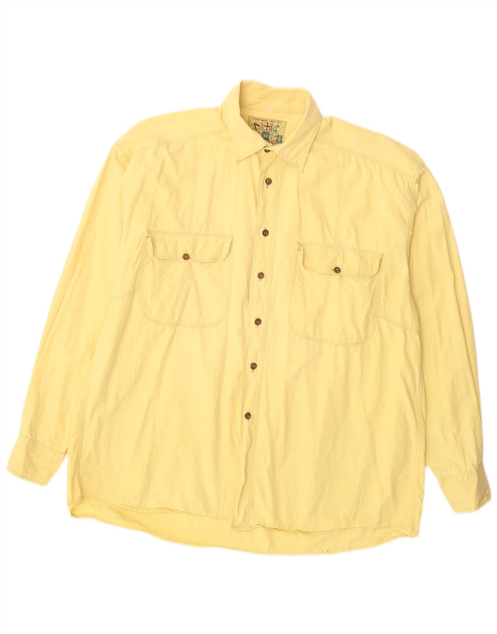 VINTAGE Mens Shirt Large Yellow