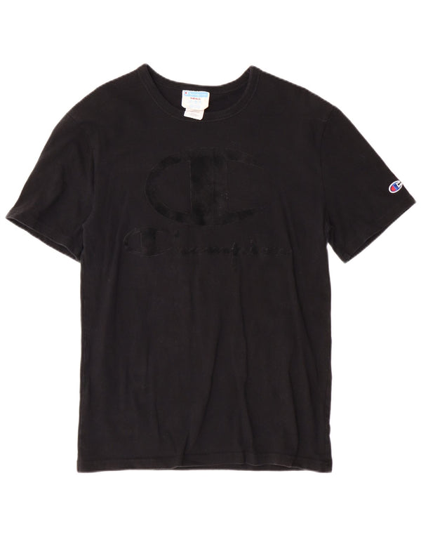 Champion Womens Graphic T-Shirt Top UK 10 Small Black Cotton