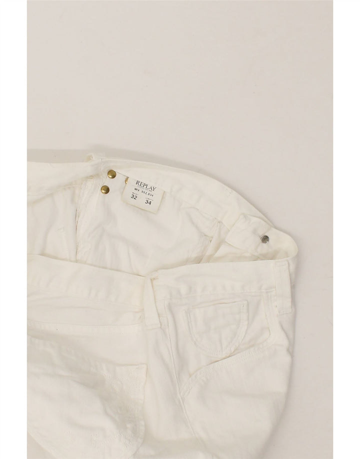 REPLAY Womens Straight Jeans W32 L29  White Cotton Vintage Replay and Second-Hand Replay from Messina Hembry 