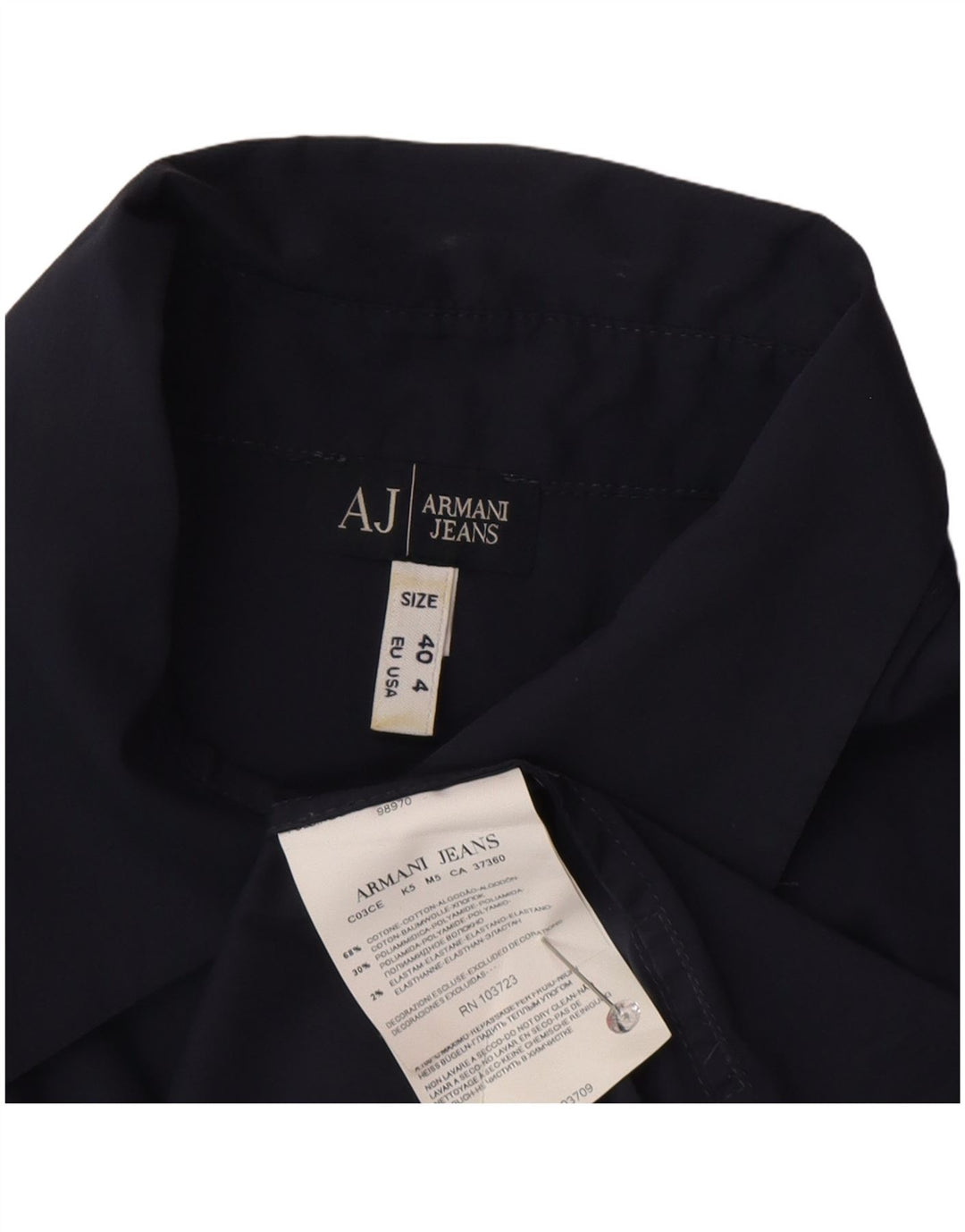 Armani Womens Shirt Blouse EU 40 Medium Navy Blue Cotton