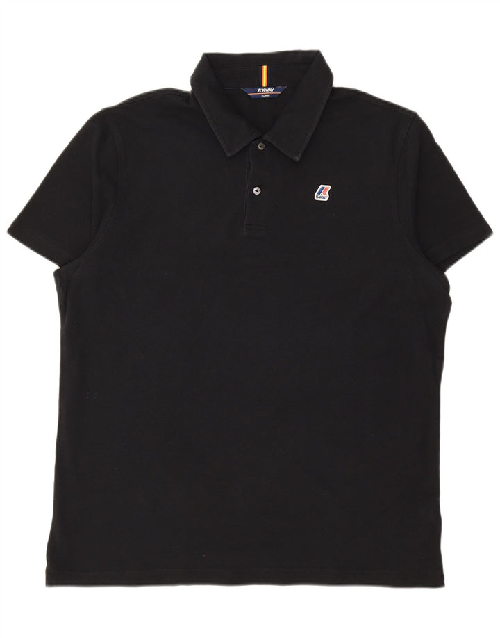 K-WAY Mens Polo Shirt XL Black Cotton