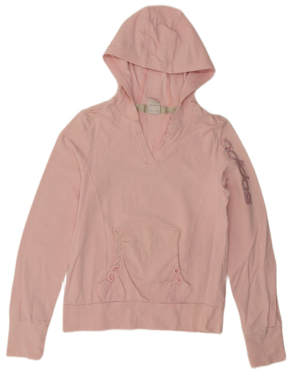 Adidas Womens Graphic Hoodie Jumper UK 16 Large Pink Cotton