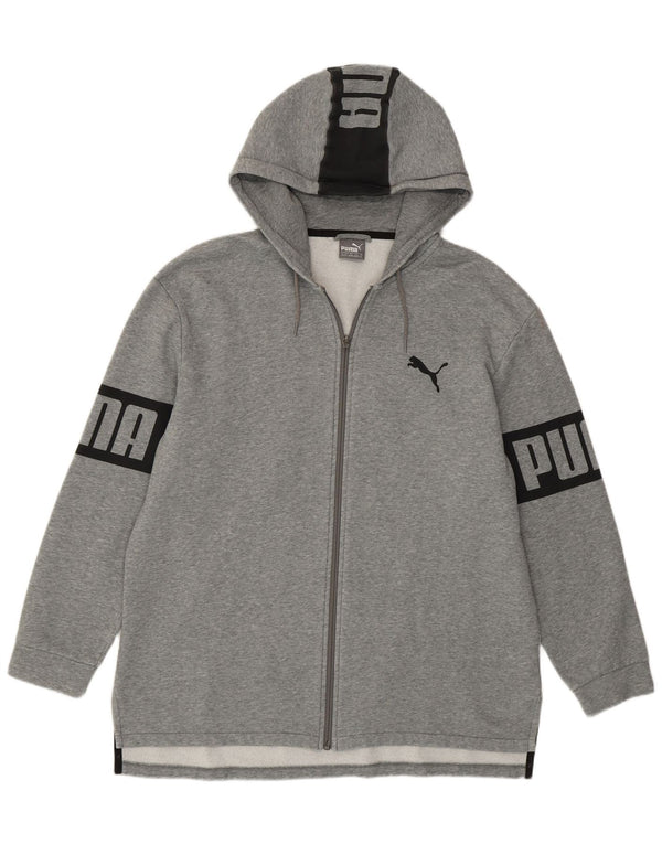 Puma Mens Graphic Zip Hoodie Sweater XL Grey Cotton