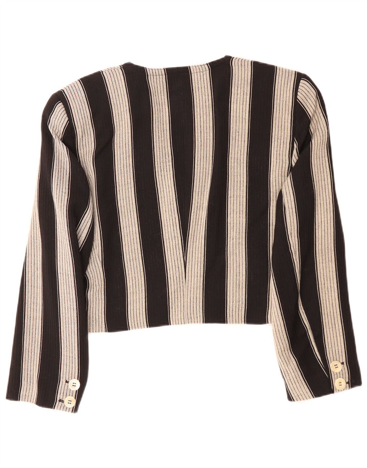 Laurel Womens 1 Button Crop Blazer Jacket EU 36 Small Black Striped Wool