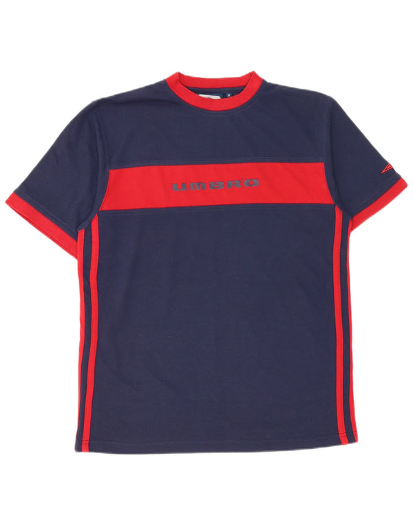 Umbro Mens Graphic T-Shirt Top Medium Navy Blue Colourblock Polyester