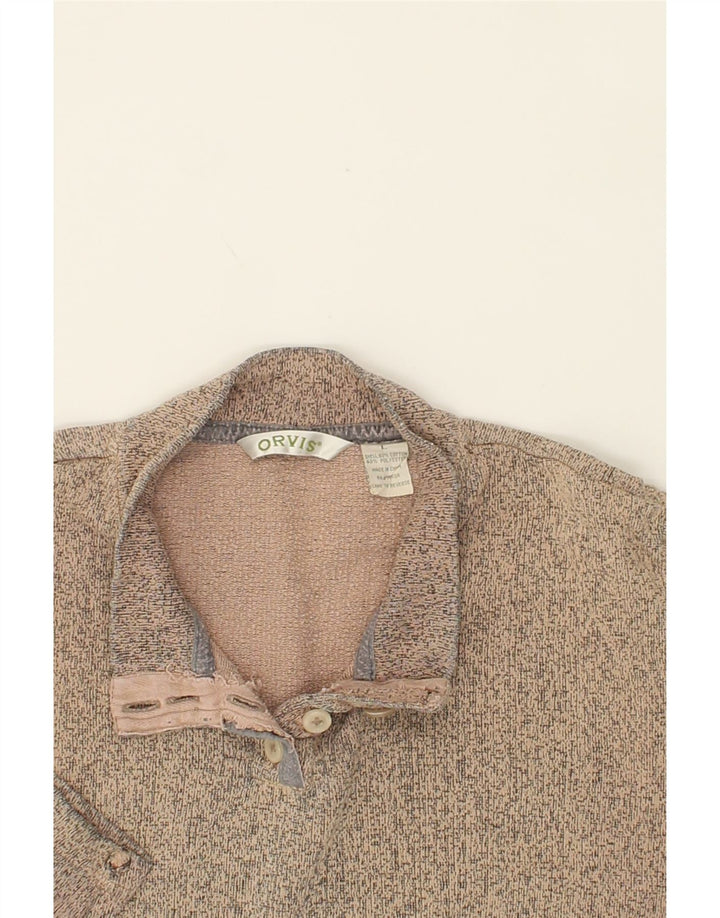 ORVIS Womens Oversized Button Neck Sweatshirt Jumper UK 16 Large Beige Vintage Orvis and Second-Hand Orvis from Messina Hembry 
