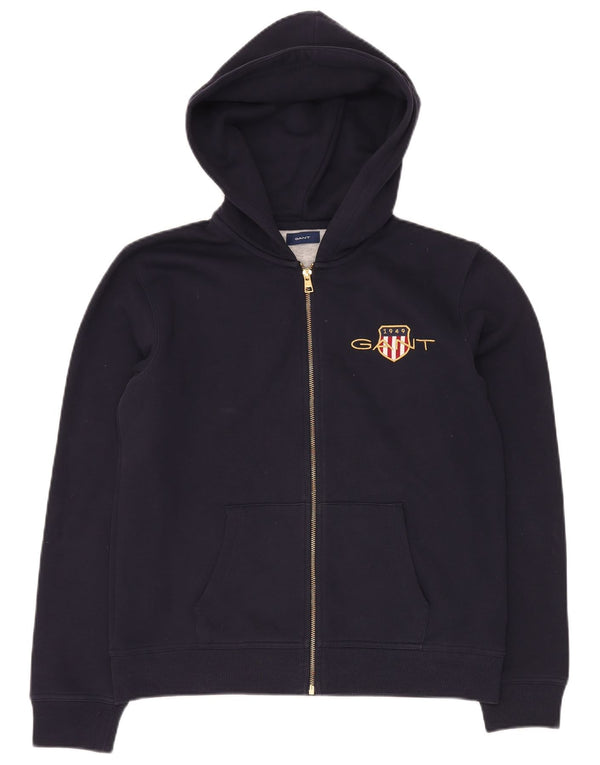 GANT Boys Graphic Zip Hoodie Sweater 15-16 Years Navy Blue Cotton