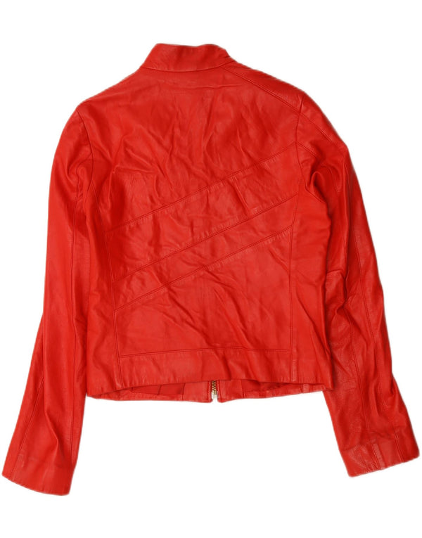 Vintage Womens Leather Racer Jacket IT 44 Medium Red Leather