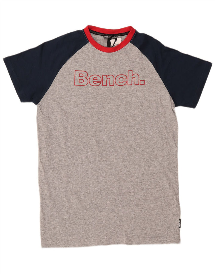 BENCH Boys Graphic T-Shirt Top 12-13 Years Grey Colourblock Cotton