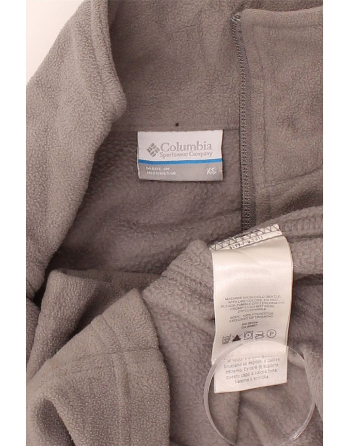 COLUMBIA Womens Fleece Jacket UK 6 XS Grey Polyester Vintage Columbia and Second-Hand Columbia from Messina Hembry 