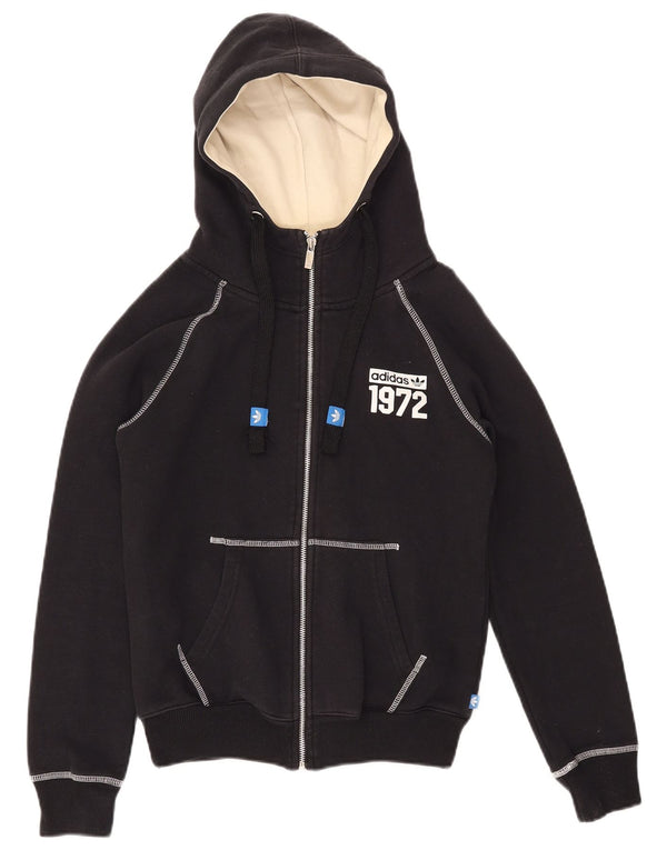 ADIDAS Womens Graphic Hoodie Jumper UK 10 Small Black Cotton