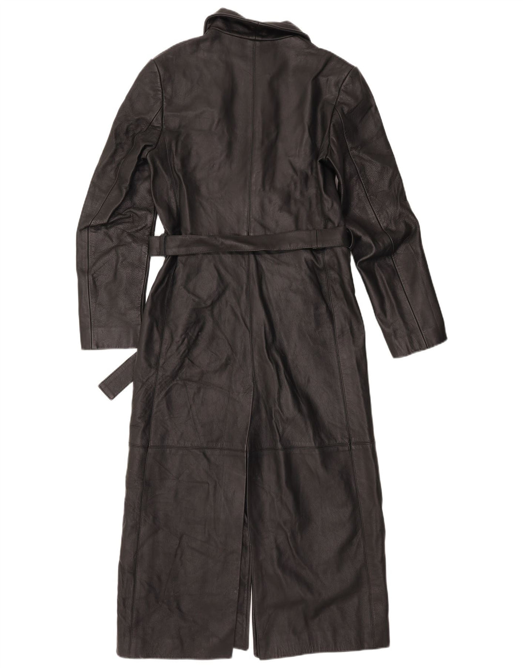 VINTAGE Womens Leather Coat UK 10 Small Black