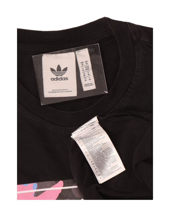 ADIDAS Mens Graphic T-Shirt Top Medium Black Cotton