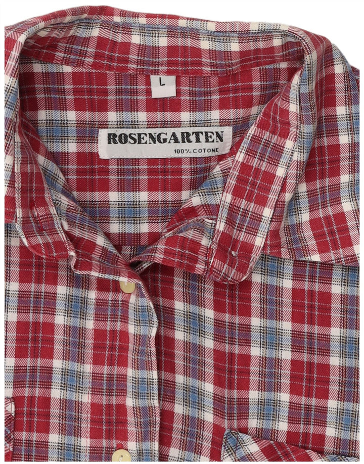 VINTAGE Womens Flannel Shirt Large Red Check Cotton