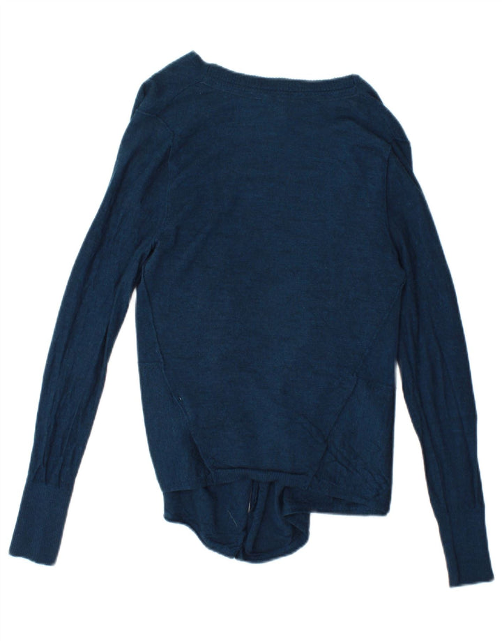 WHITE STUFF Womens Open Cardigan Sweater UK 10 Small Navy Blue Wool Vintage White Stuff and Second-Hand White Stuff from Messina Hembry 