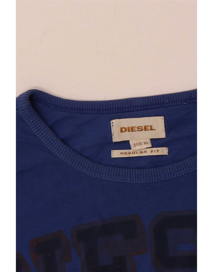 Diesel Mens Regular Fit Graphic T-Shirt Top XL Blue