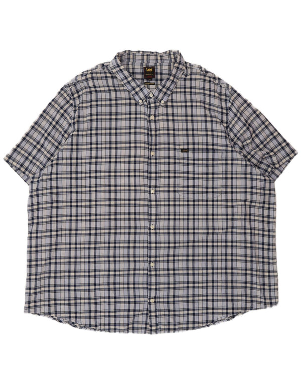 Lee Mens Regular Fit Short Sleeve Shirt 5XL Blue Check Cotton