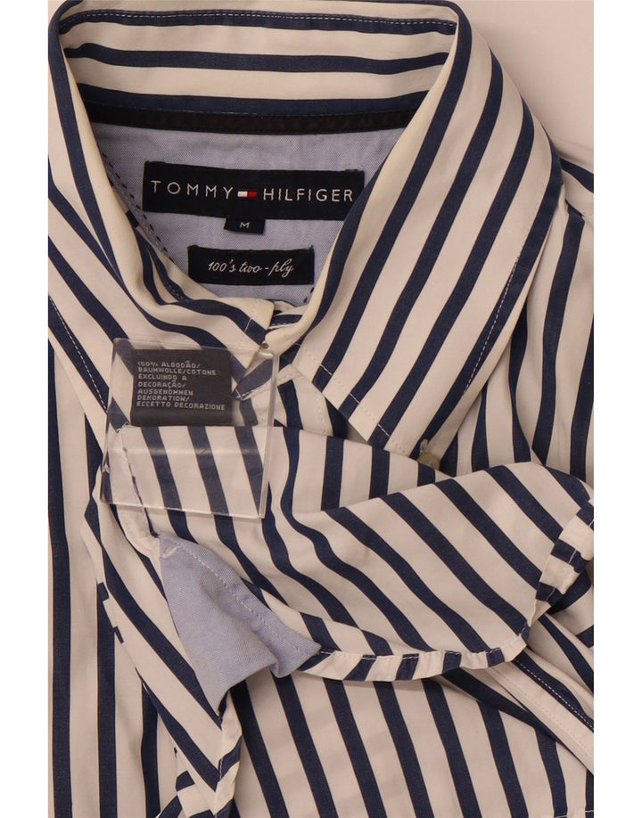 TOMMY HILFIGER Mens Shirt Medium White Striped Cotton