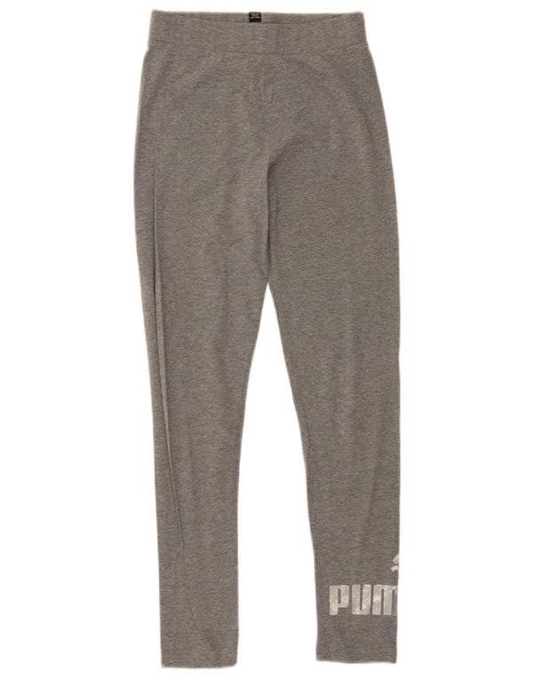 Puma Girls Graphic Leggings 15-16 Years Grey Cotton