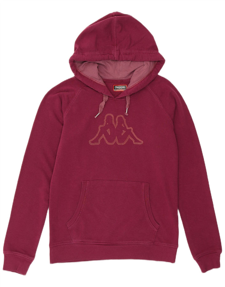 KAPPA Womens Graphic Hoodie Jumper UK 18 XL Burgundy Cotton